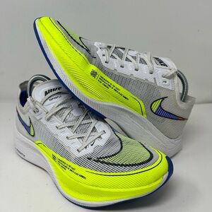 Nike ZoomX Vaporfly Next% 2 White Volt Racer Blue Men's Running Shoes size 8.5